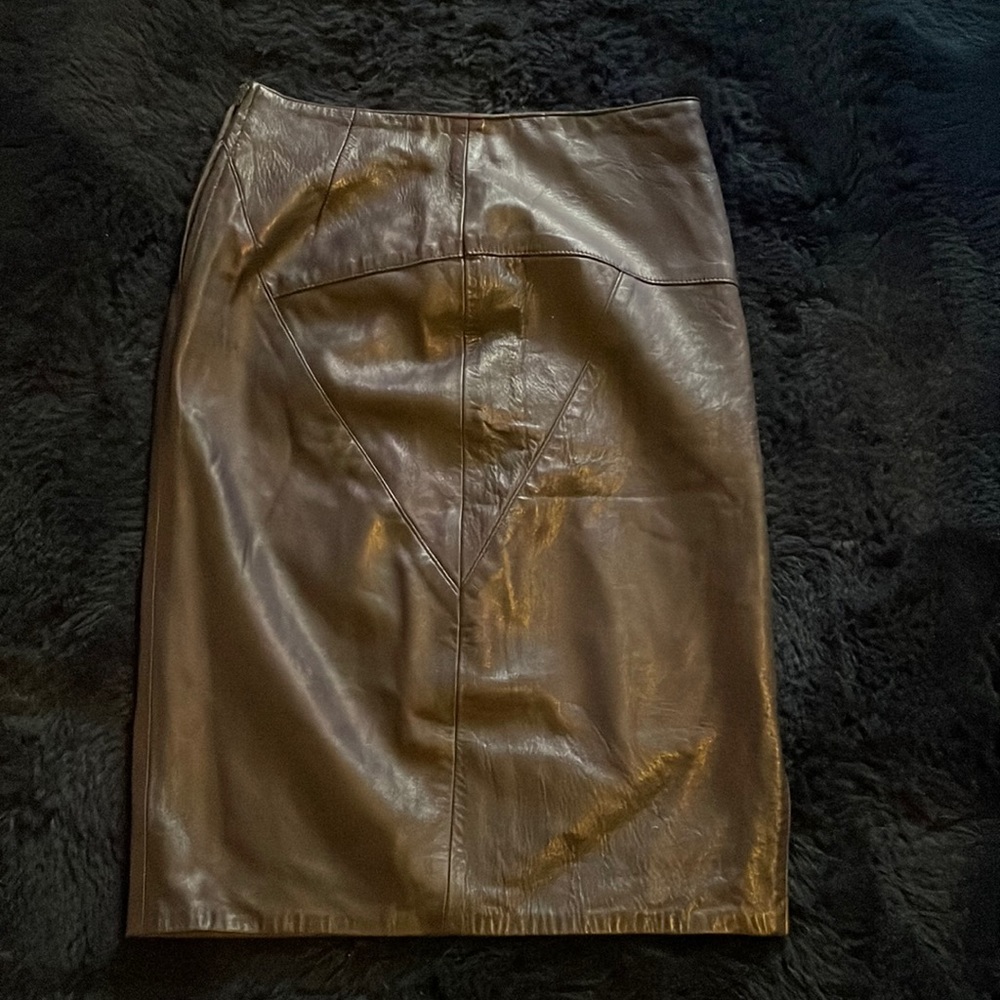 Vintage plum leather skirt